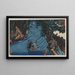 Gentoku frightening a horse and crossing the pass - Utagawa Kuniyoshi — framed artwork on a wall