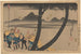 Night Procession Painting near the river, forked tree trunk in the foreground - Utagawa Kuniyoshi — artwork view