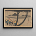 Night Procession Painting near the river, forked tree trunk in the foreground - Utagawa Kuniyoshi — framed artwork on a wall