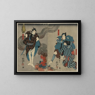 The King of the Sea Spirits - Utagawa Kuniyoshi — framed artwork on a wall