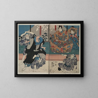 Sat Norikiyo, the monk Saigyō Yoshinaka - Utagawa Kuniyoshi — framed artwork on a wall