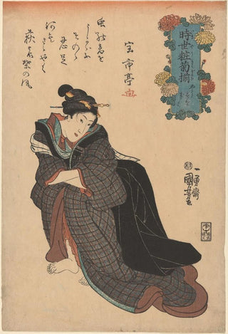 Utagawa Kuniyoshi - Woman in Plaid Kimono Arms Akimbo.webp