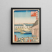 Seaside Landscape in Osaka - Utagawa Yoshitaki — framed artwork on a wall