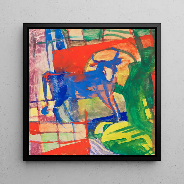 Blue Cow Painting - Franz Marc — framed artwork on a wall