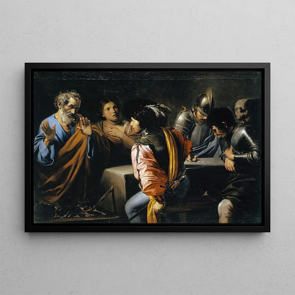 The Renunciation of Peter - Valentin de Boulogne — framed artwork on a wall