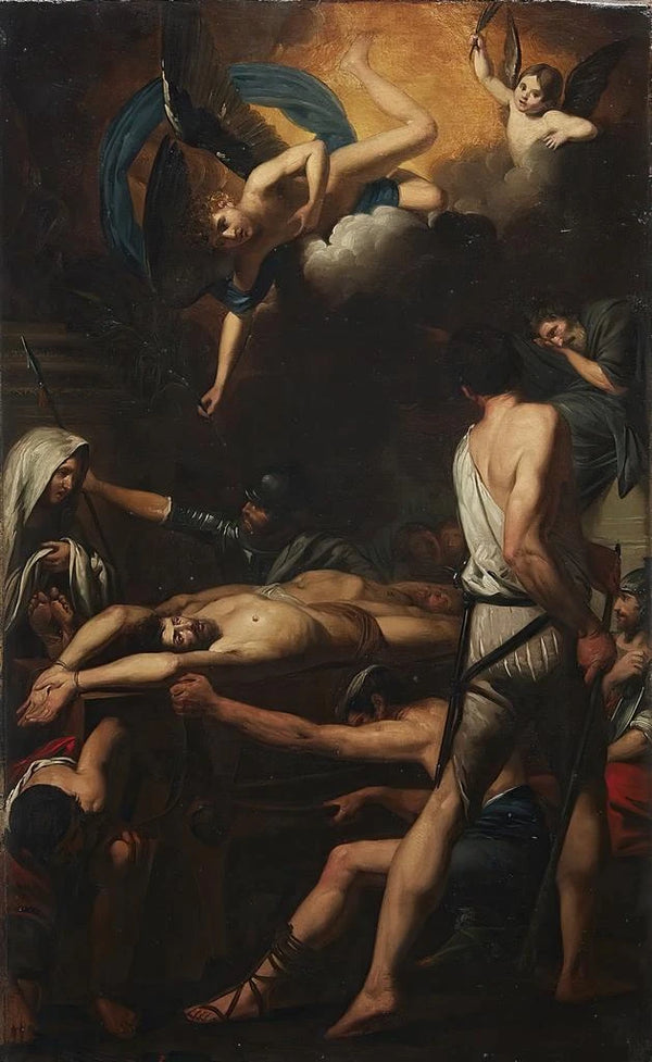 Study for The Martyrdom of Saint Procs and Saint Martinien - Valentin de Boulogne — framed artwork on a wall