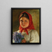 a girl with a bouquet of lilacs - Vasili Timofeevich Timofeev — framed artwork on a wall
