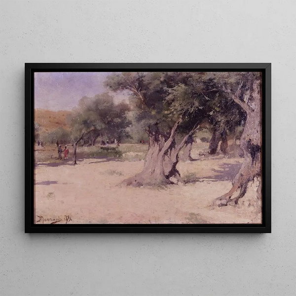 Olive Trees in the Holy Land - Vasily Dmitrievich Polenov — framed artwork on a wall