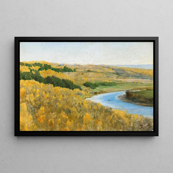 La rivière Oka en automne doré - Vasily Dmitrievich Polenov — framed artwork on a wall