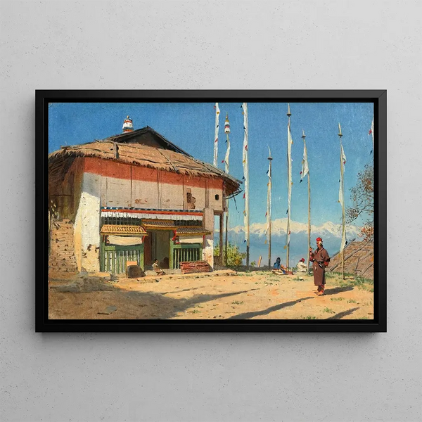 Temple bouddhiste à Darjeeling, Sikkim - Vasily Vereshchagin — framed artwork on a wall