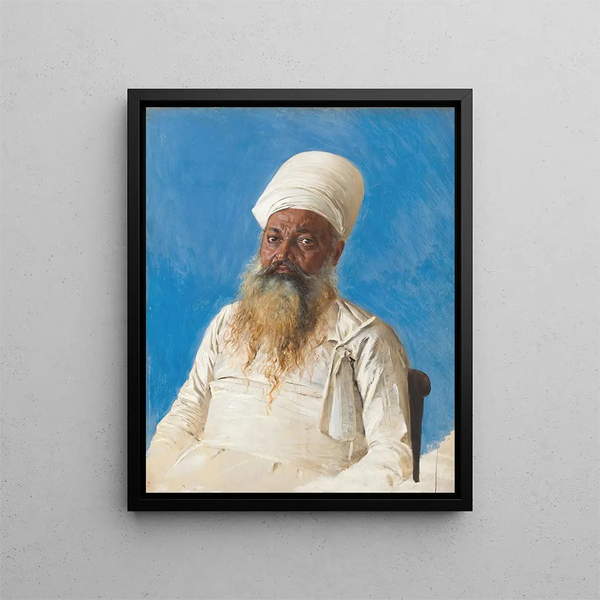 Priest Parsi fire worshiper in Bombay - Vasily Vereshchagin — framed artwork on a wall