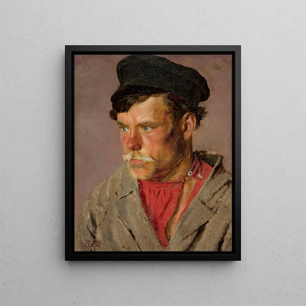 Study of a Peasant's Head - Vasily Vereshchagin — framed artwork on a wall