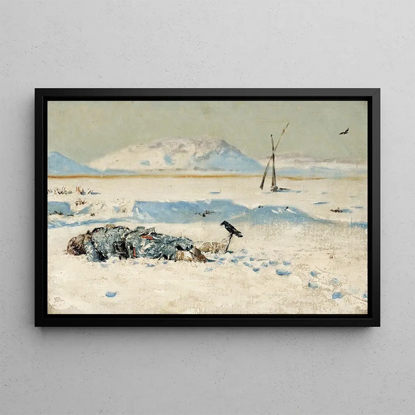 The Fallen Soldier - Vasily Vereshchagin — framed artwork on a wall