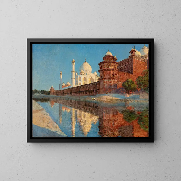The Taj Mahal at dusk - Vasily Vereshchagin — framed artwork on a wall