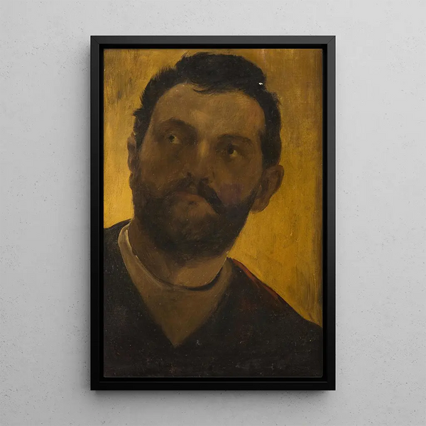 Study of a man's head - Václav Brožík — framed artwork on a wall