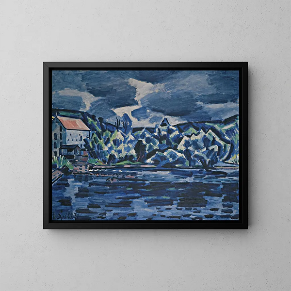 Storm on the Otava River - Václav Špála — framed artwork on a wall