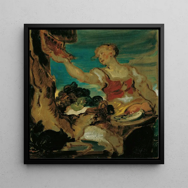 Hunting Girl Painting - Hans Canon — framed artwork on a wall