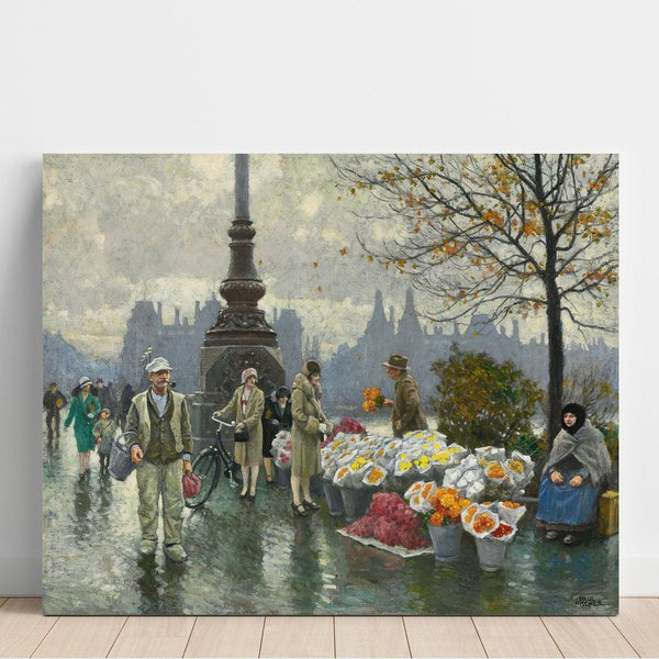 Reproduction of the painting Flower Vendors at Queen Louise Bridge in Copenhagen - Paul Fischer