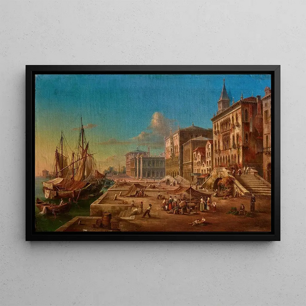 Riva degli Schiavoni Venice - Venetian School — framed artwork on a wall