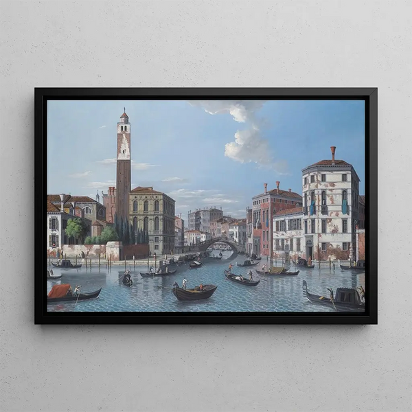 Venice painting, the entrance of the Grand Canal at S. Geremia - Venetian School — framed artwork on a wall