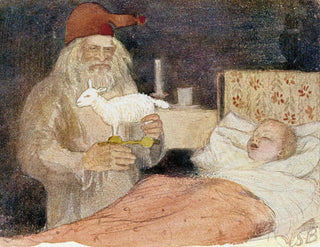 The Father Christmas bringing a gift near the child's cradle - Venny Soldan-Brofeldt — artwork view