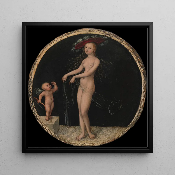 Venus and Cupid - Lucas Cranach the Elder — framed artwork on a wall
