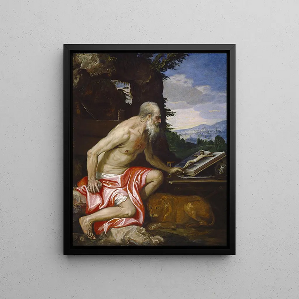 Saint Jerome in the Wilderness - Veronese Workshop — framed artwork on a wall