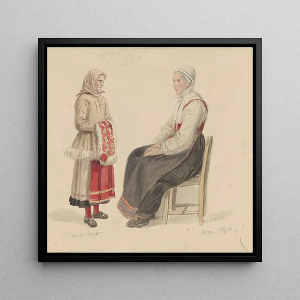 Winter Clothing Mora - Adolph Tidemand — framed artwork on a wall