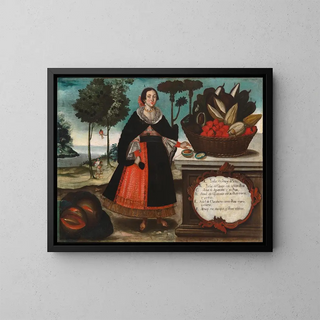 Femme indienne en tenue de gala - Vicente Albán — framed artwork on a wall