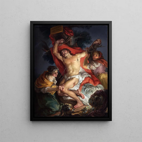 Saint Sebastian cared for by Saint Irene - Vicente López Portaña — framed artwork on a wall