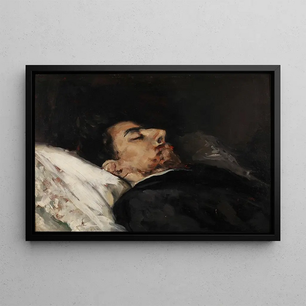 Gustavo Adolfo Bécquer on his deathbed - Vicente Palmaroli y González — framed artwork on a wall