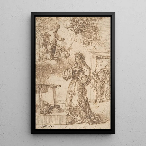 La vision de Saint Antoine de Padoue - Vicente Salvador Gómez — framed artwork on a wall