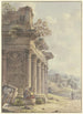 Caprice architectural Ruins of a temple façade with building landscape and bay in the background - Victor Jean Nicolle — artwork view