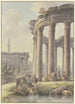 Caprice architectural Ruins of a round temple with Trajan's column in the background - Victor Jean Nicolle — artwork view