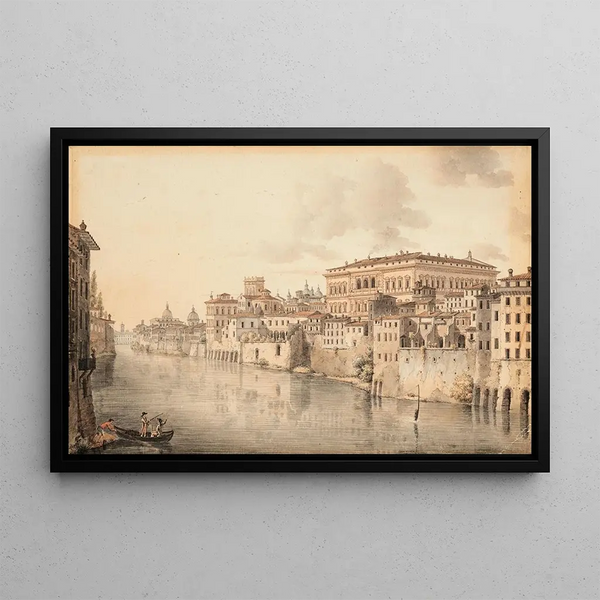 Le Palais Farnèse vu depuis les quais du Tibre Rome - Victor Jean Nicolle — framed artwork on a wall