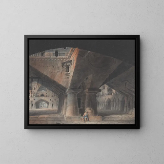 Man sitting in a prison - Victor Jean Nicolle — framed artwork on a wall