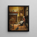 Interior domestic painting with a woman knitting - Victor Anthonis — framed artwork on a wall