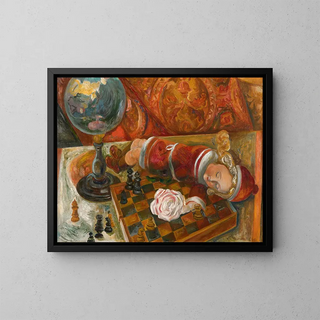 Nature morte à la poupée - Victor Barthe — framed artwork on a wall