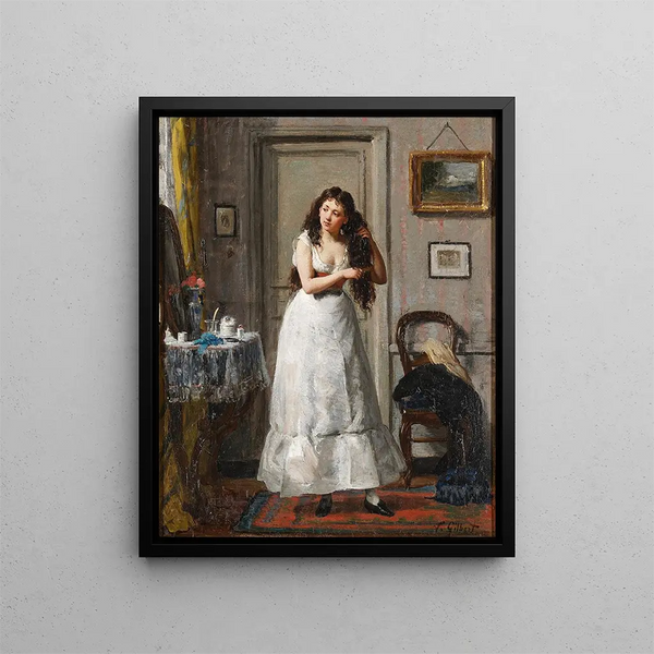 At her toilette - Victor Gabriel Gilbert — framed artwork on a wall