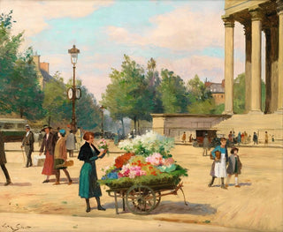 Flower seller in front of the Madeleine church in Paris - Victor Gabriel Gilbert — artwork view