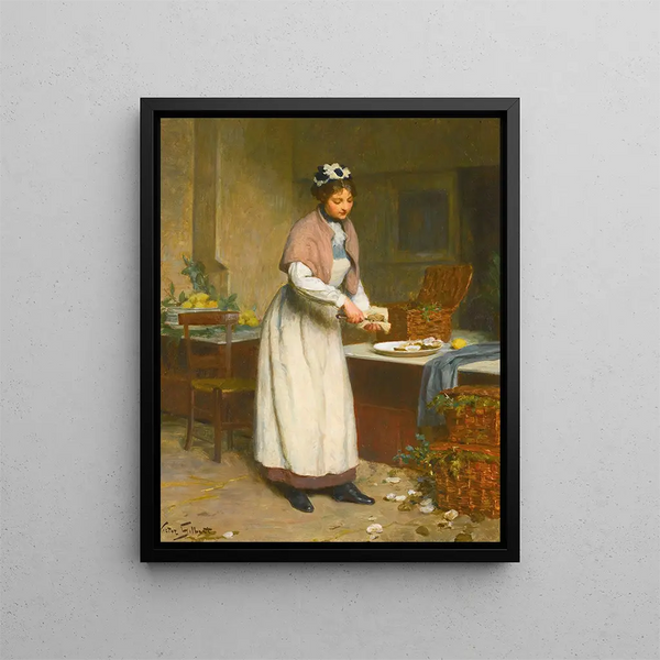 The oyster seller - Victor Gabriel Gilbert — framed artwork on a wall