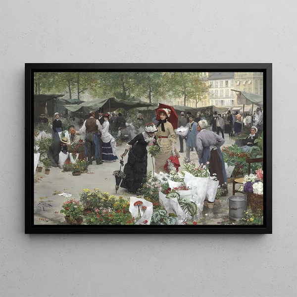 The Flower Market - Victor Gabriel Gilbert — framed artwork on a wall