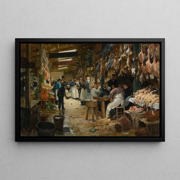 The Paris Market - Victor Gabriel Gilbert — framed artwork on a wall