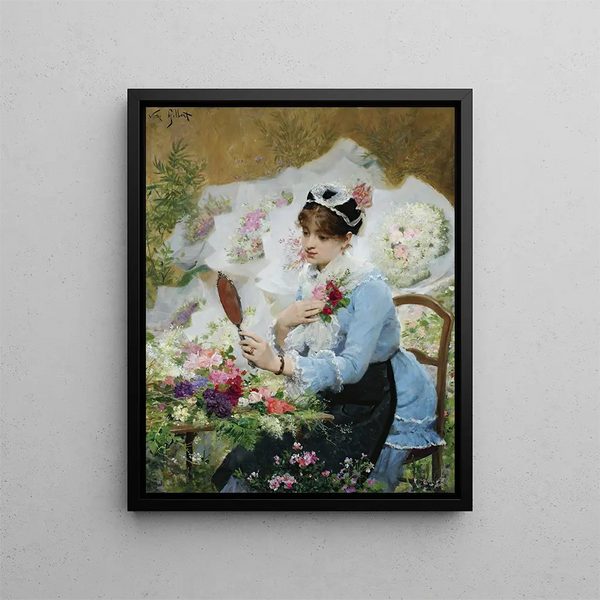 The flower seller - Victor Gabriel Gilbert — framed artwork on a wall