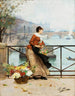 The Flower Seller on the Pont des Arts in Paris - Victor Gabriel Gilbert — artwork view