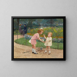 Les jardins du Luxembourg - Victor Gabriel Gilbert — framed artwork on a wall