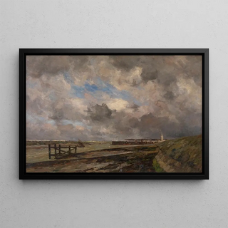 Rainy Weather in Nieuport - Victor Gilsoul — framed artwork on a wall