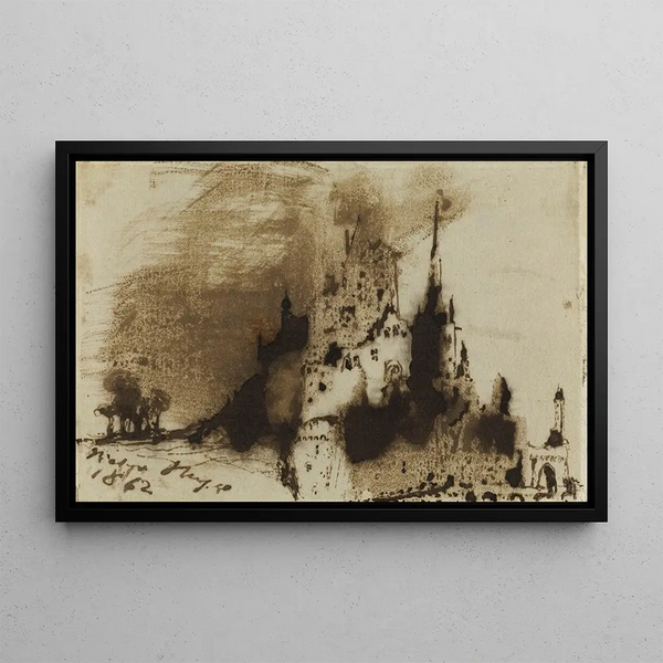 Bourg aux constructions d'étages - Victor Hugo — framed artwork on a wall