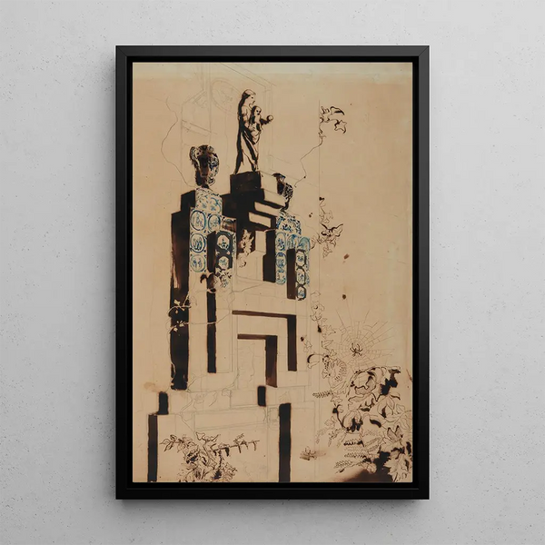 Fireplace of the Hauteville House dining room - Victor Hugo — framed artwork on a wall
