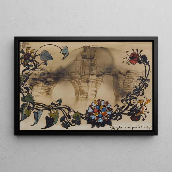 Old Vianden Bridge - Victor Hugo — framed artwork on a wall